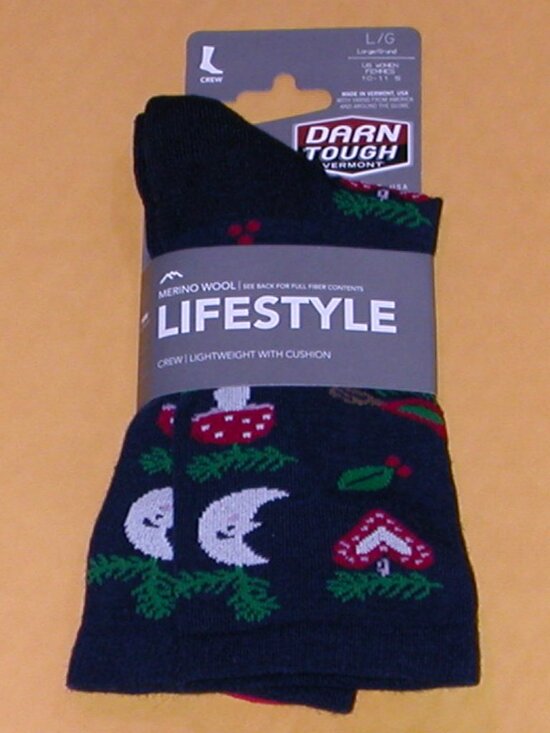 Darn Tough Accessories - Darn Tough Tinsel Town Crew Light Cushion Socks Women's Large Eclipse Color NWT